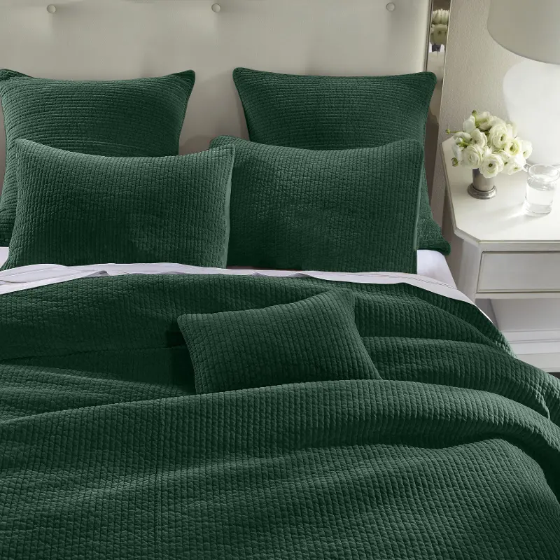 Stonewashed Emerald Green Full/Queen 3 Piece Quilt Set