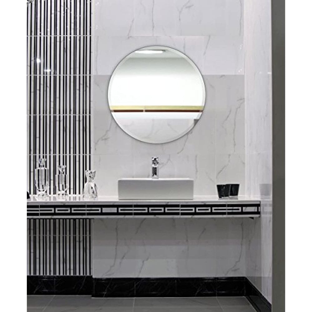 Large Simple Round 1 Inch Beveled Circle Wall Mirror Frameless (30