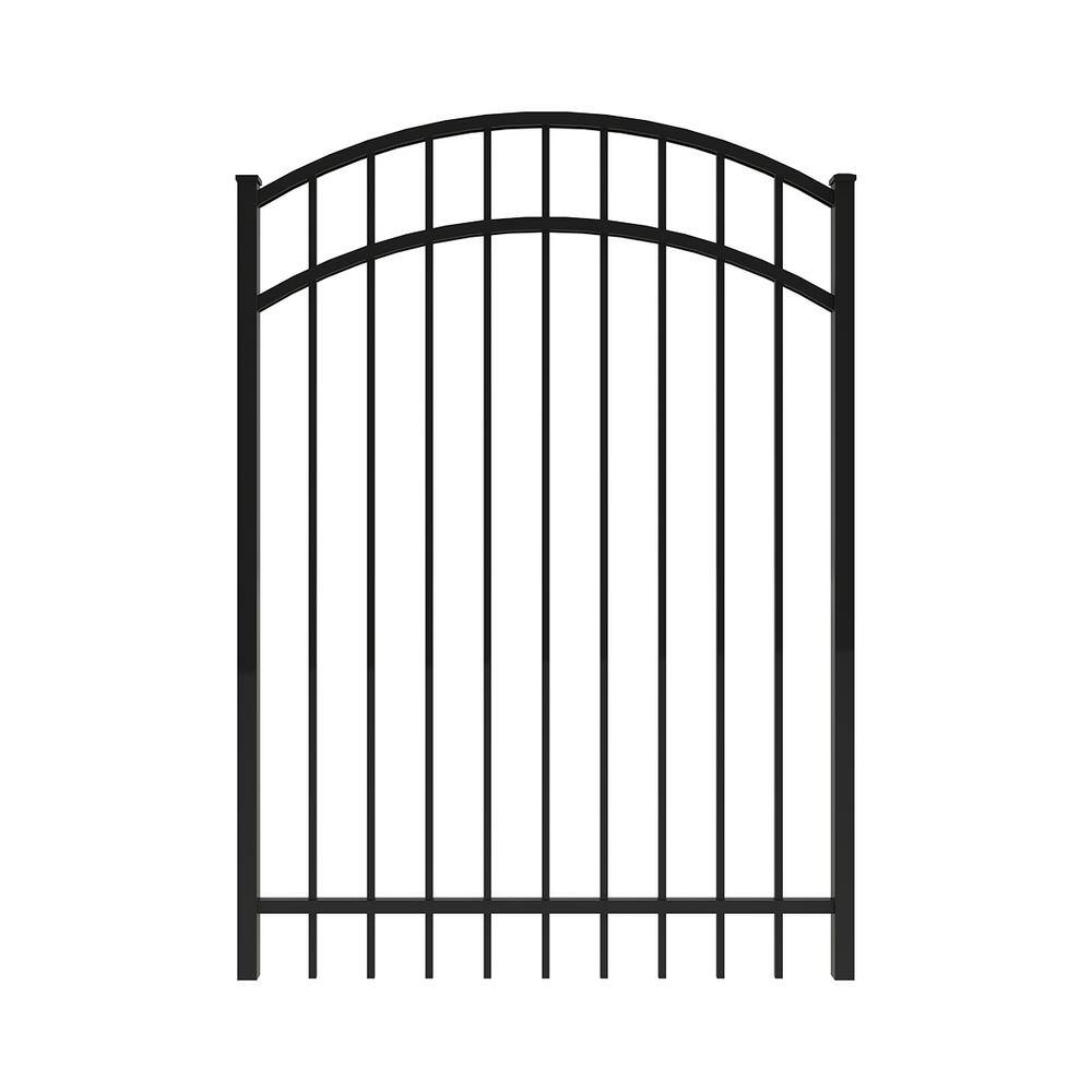 FORGERIGHT Vinings 4 ft. W x 5 ft. H Black Aluminum Arched Pre-Assembled Fence Gate 861869