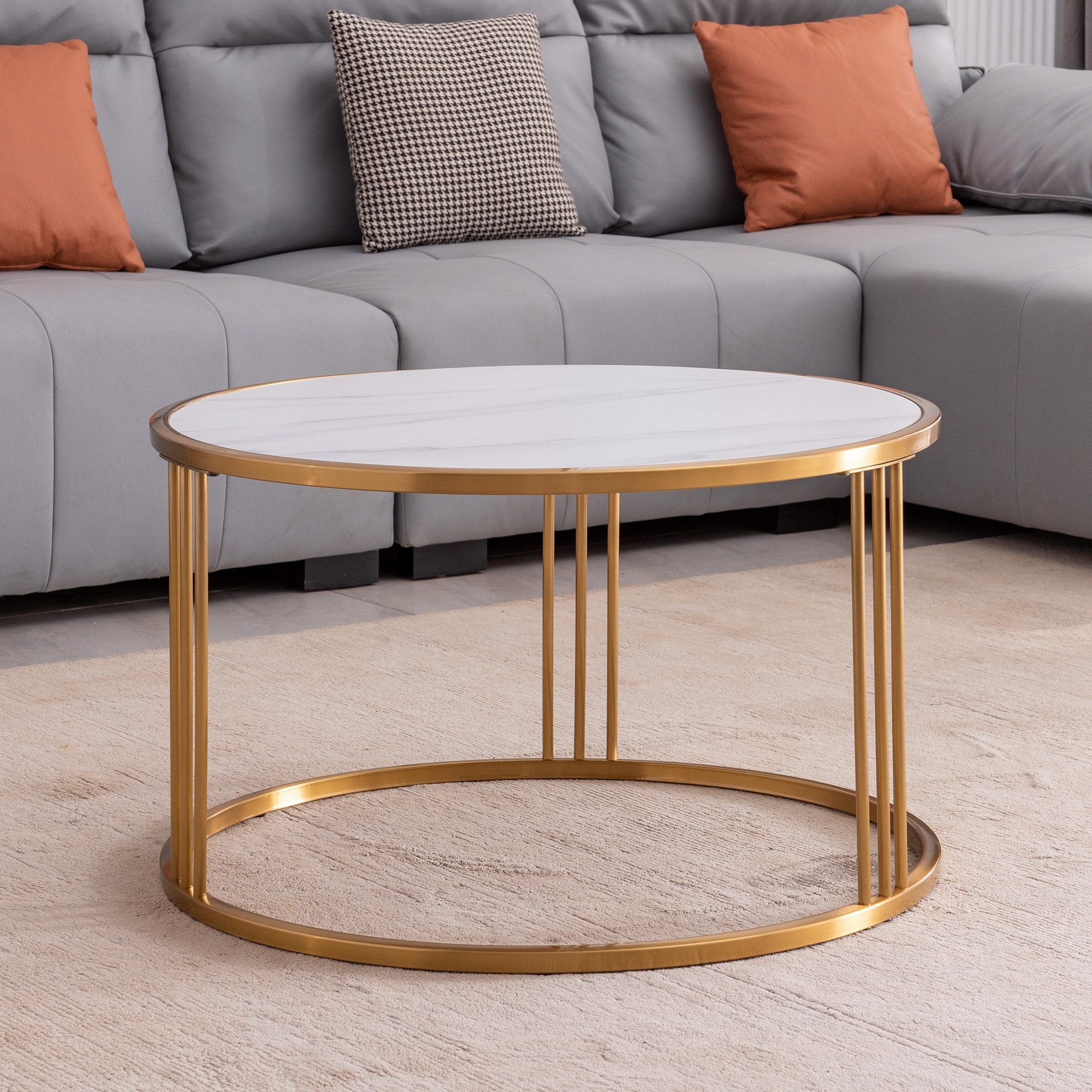 Golden stainless steel frame coffee table