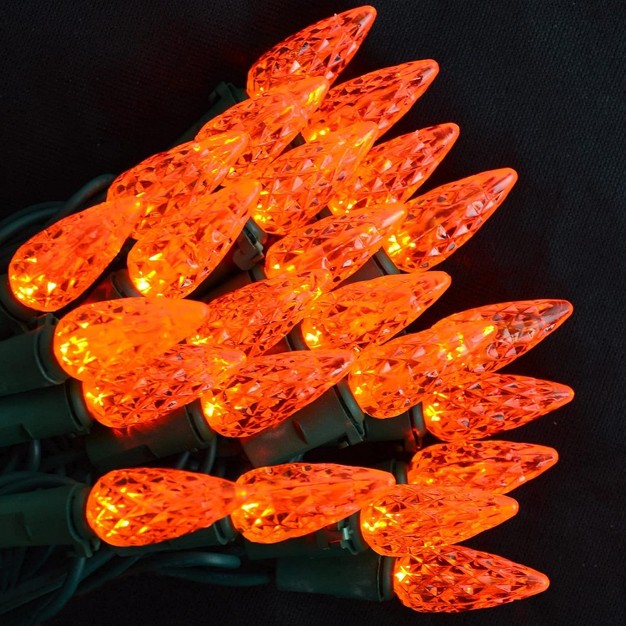 2 X 70 Orange Led C6 Green Wire String Lights