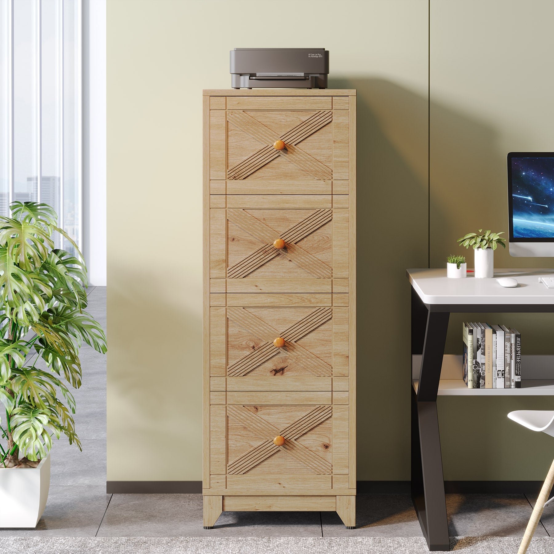 4-Drawer File Cabinet, Vertical Wood Filing Cabinet