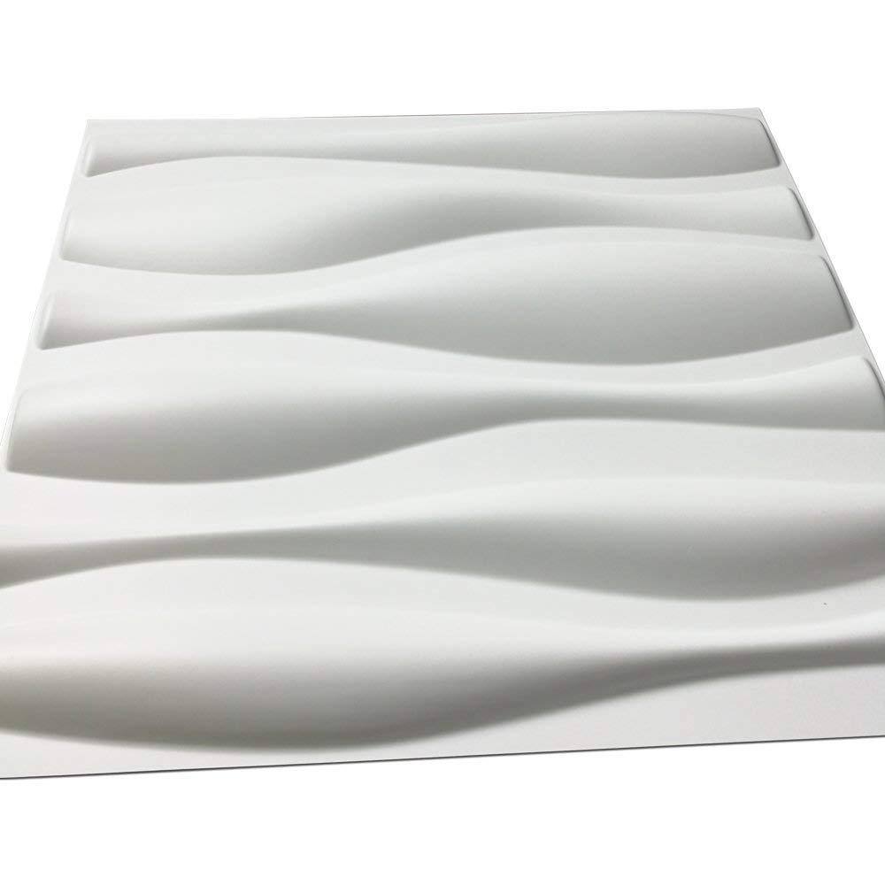 Art3d 19.7 in. x 19.7 in. White PVC 3D Wall Panels Wave Wall Design (12-Pack) A10002