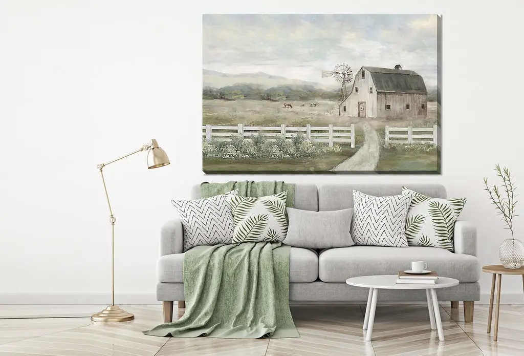 Farming Serenity Hand Embellished Canvas Wall Art