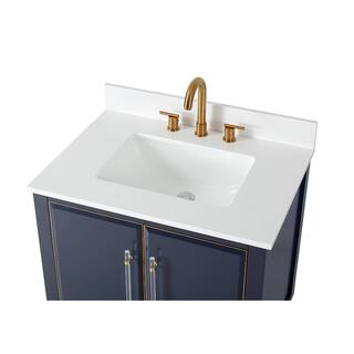 Bertone 30 in. W x 22 in D. x 35 in. H Quartz Vanity Top in White with White Rectangular Single Sink Q169NB-30QT-BS