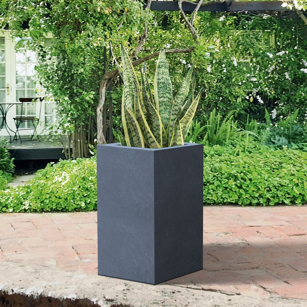 Durx litecrete Lightweight Concrete Tall Light Granite Planter Medium   11'x11'x23.6'