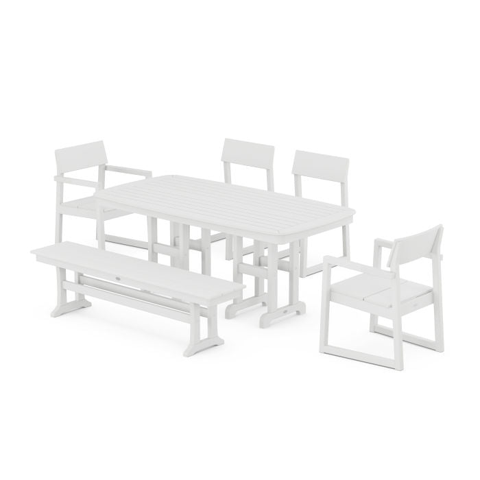 Polywood EDGE 6-Piece Dining Set with Bench PWS1266-1