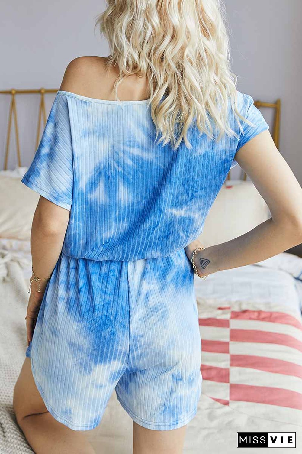 Tie-dye Striped Casual Rompers