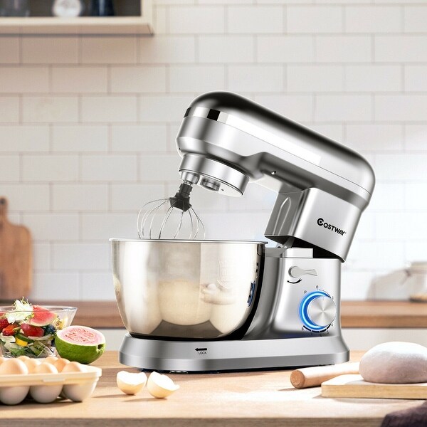 4.8 Qt 8-speed Electric Food Mixer with Dough Hook Beater - 13.5