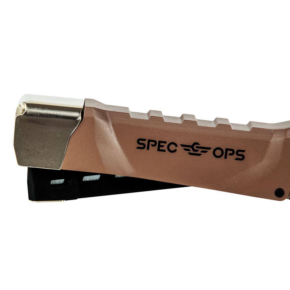 SPEC OPS Heavy-Duty Hammer Tacker 516 in. - 12 in. Staples Metal Strike Cap SPEC-HT100