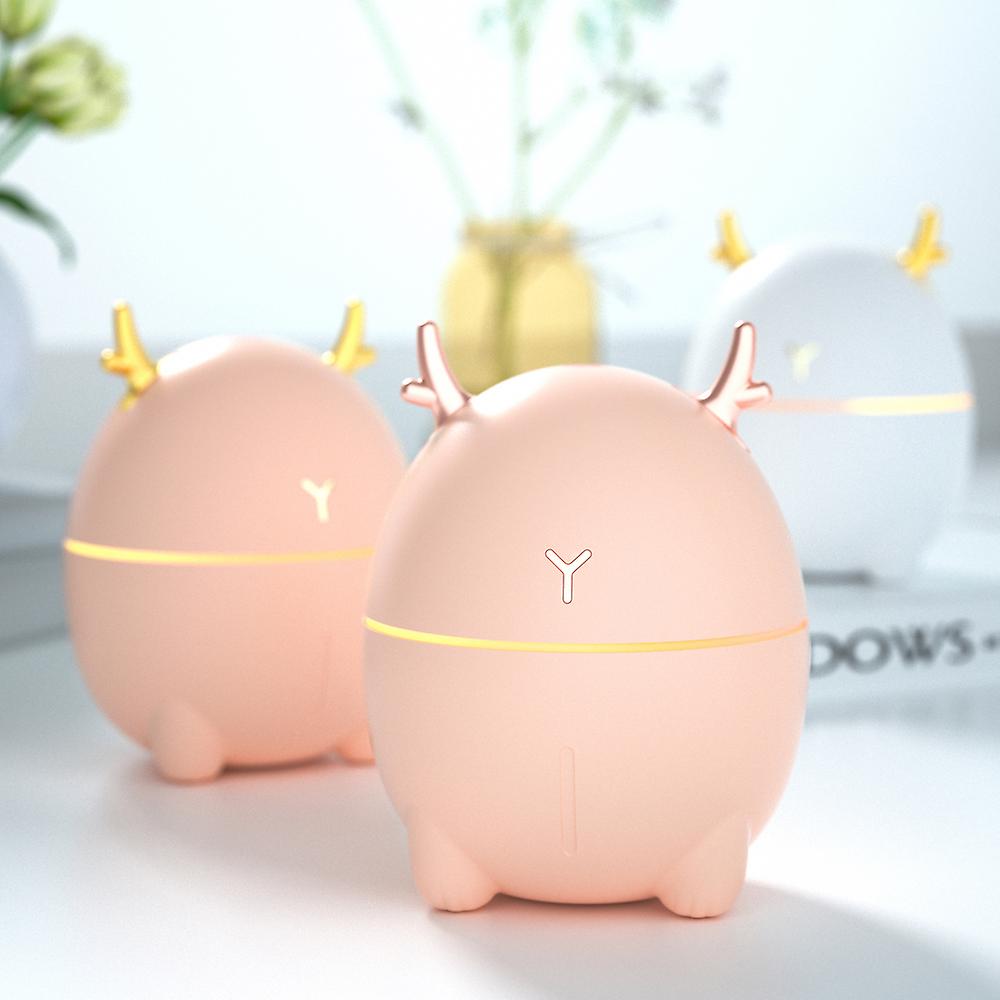 200ml Mini Air Humidifier Cute Deer-shaped Portable Humidifier Aroma Essential Oil Diffuser Mist Maker For Home/office/car Use White