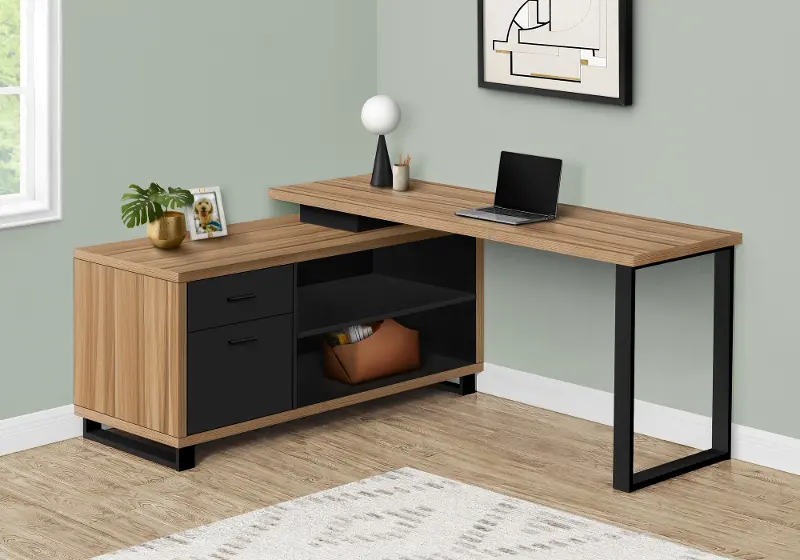 Monarch Light Brown 72 L Shaped Computer Desk