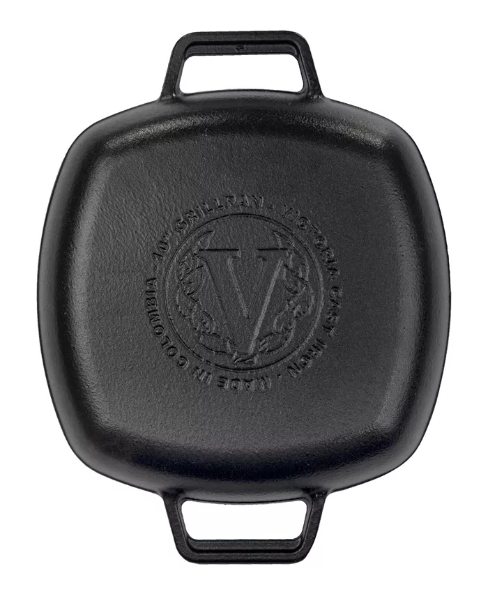 Victoria 10in Square Grill Pan with Double Loop Handles Seasoned