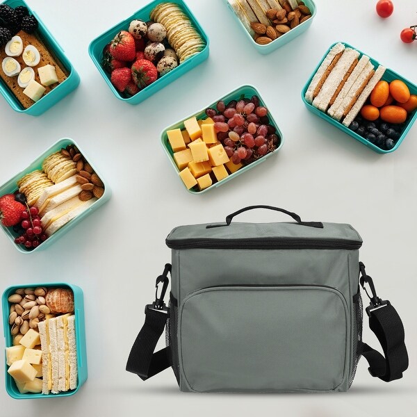 2 Pcs Lunch Box for Women/Men， Insulated Lunch Bag， 9.4x6.7x10.2 Inch