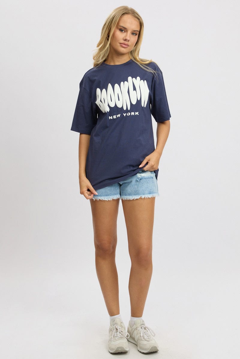 Blue Graphic Tee Short Sleeve