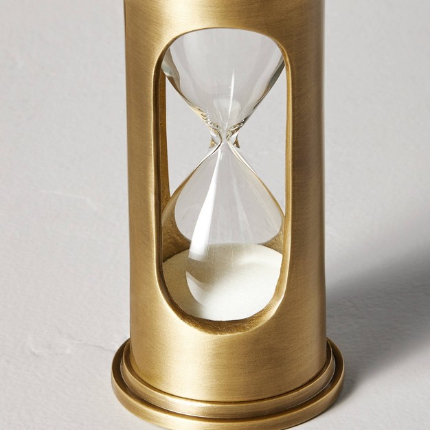 Decorative Brass Hourglass Antique Finish With Magnolia