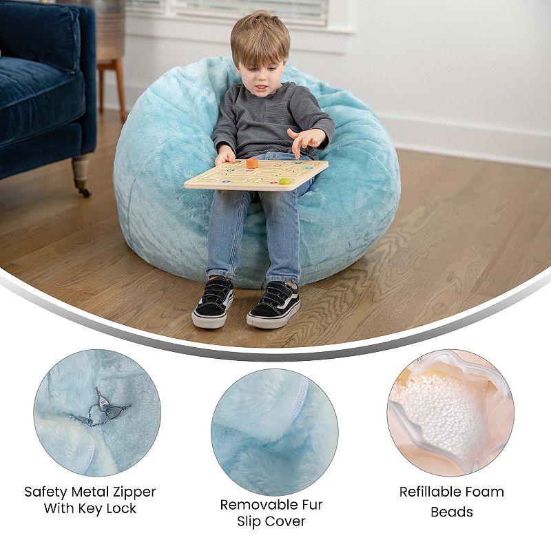 Emma and Oliver Small Solid Light Pink Refillable Bean Bag Chair for Kids and Teens