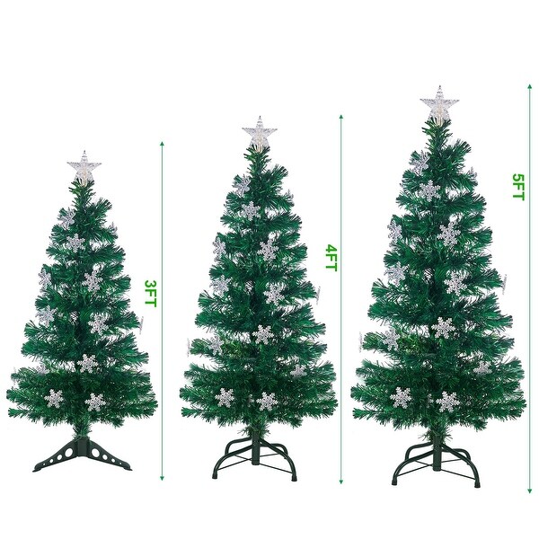 5 ft PreLit Artificial Christmas Tree，Lighted Xmas Trees with LED Lights，Snowflakes，Top Star，Holiday Fake Tree with Legs