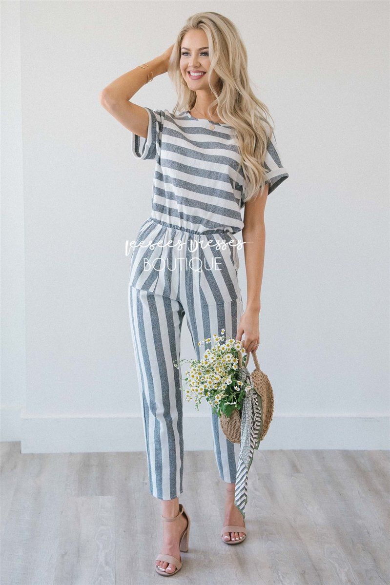 Charcoal Striped Jumpsuit