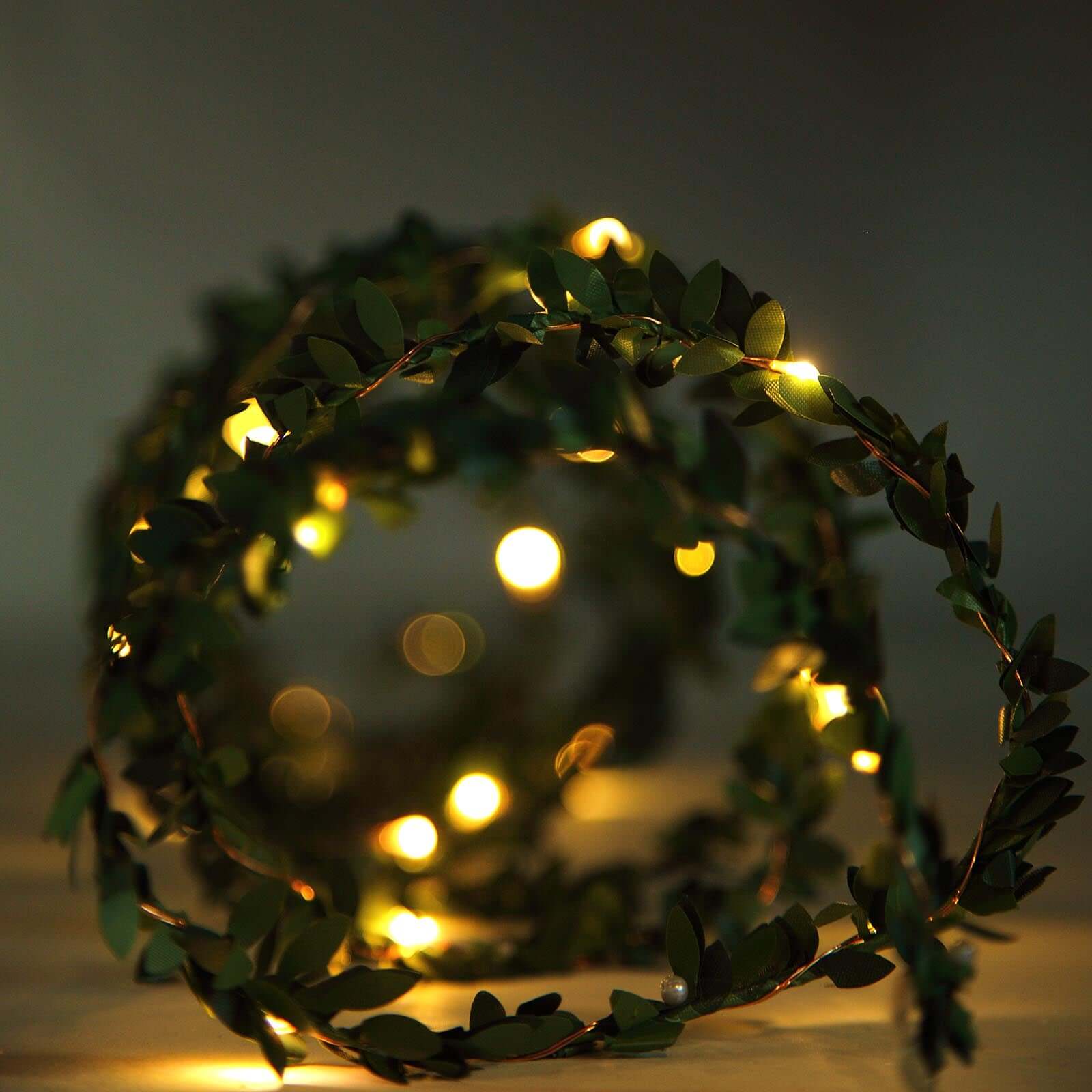 Green Leaf Battery Operated 30 LED Fairy String Light Garland, White Light 10ft