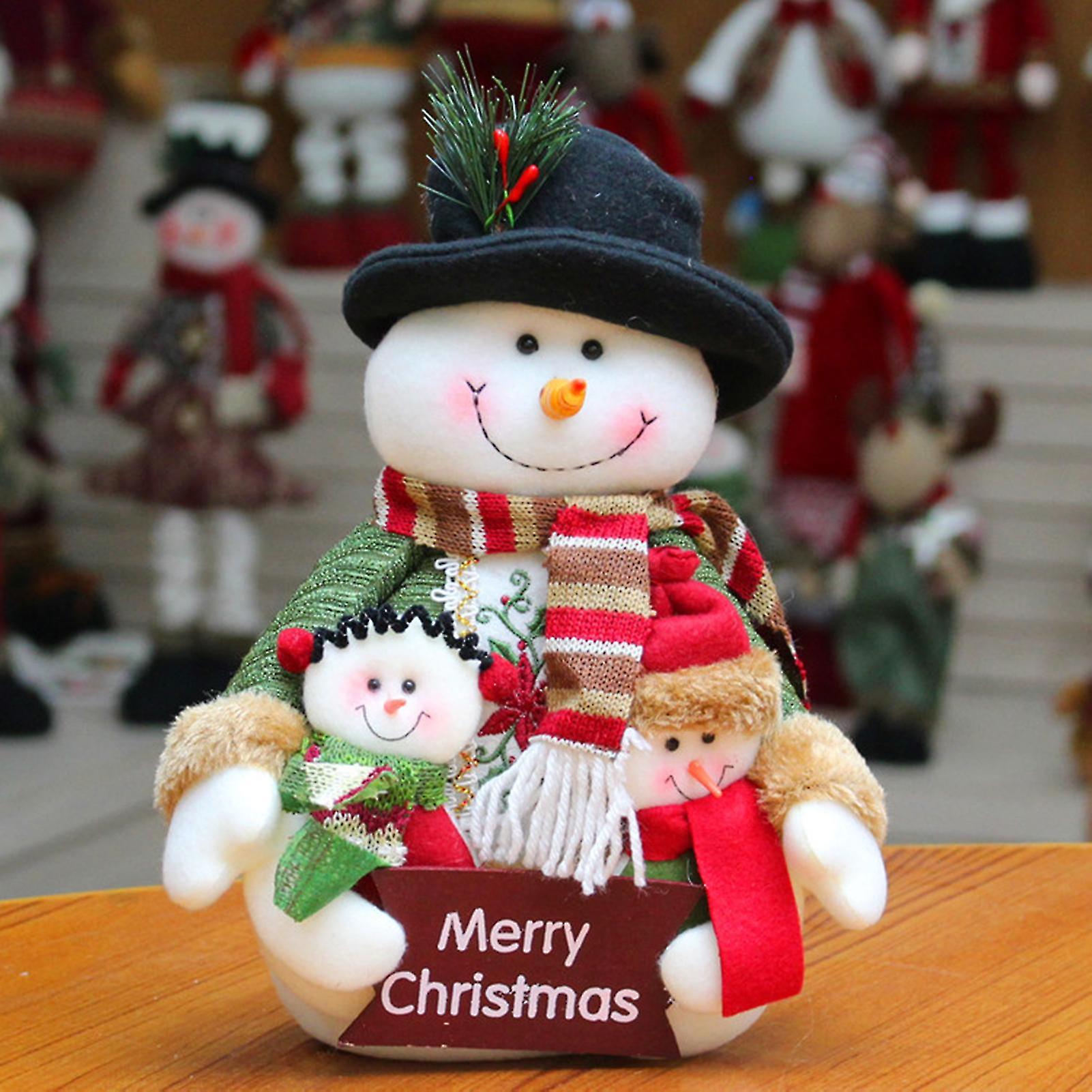 Christmas Plush Doll Plush Hat Merry Christmas Sign Adorable Handmade Gifts Scene Layout