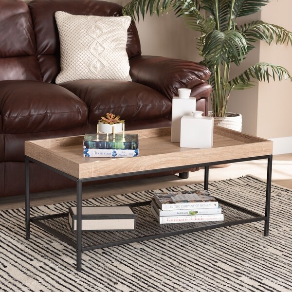 Overton Modern Industrial Oak Brown Finished Wood/ Metal Coffee Table