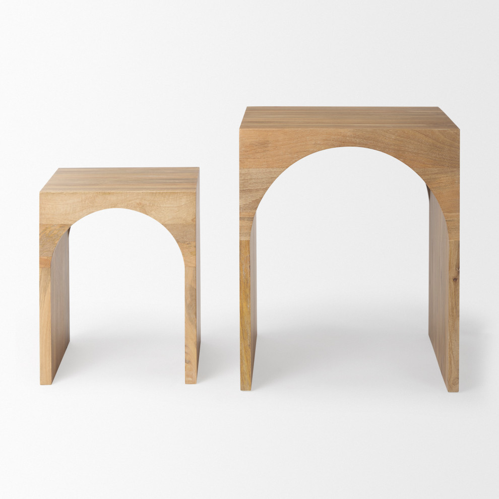 Chloe Light Brown Solid Wood Nesting Tables (Set of 2)   Transitional   Coffee Table Sets   by Mercana  Houzz