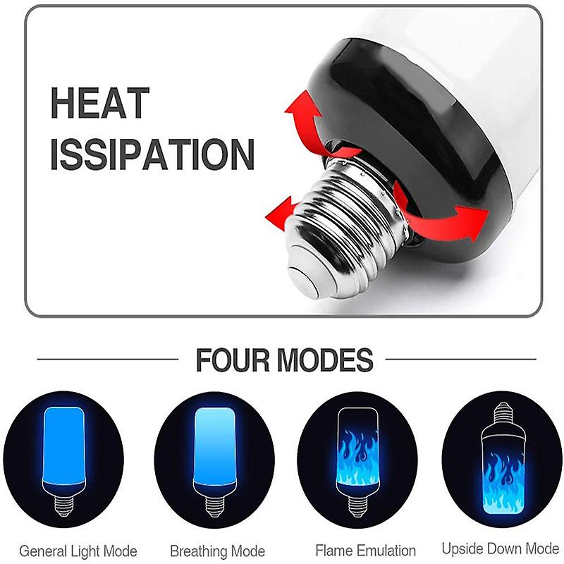 4 Modes Flame Effect Decorative Bulb Led Dynamic Flame Blue Light  E27 Creative Corn Bulb Flame Simulation Effect Night Light