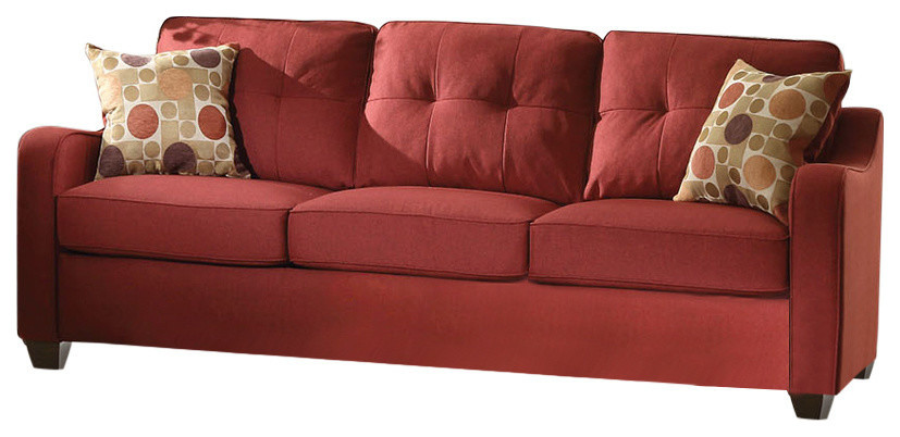 Cleavon II Sofa With 2 Pillows  Red   Contemporary   Sofas   by Acme Furniture  Houzz