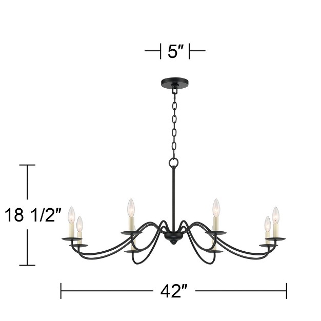 Wide Farmhouse Rustic Bent Arms 8 light Fixture For Dining Room Living House Foyer Kitchen Island Entryway