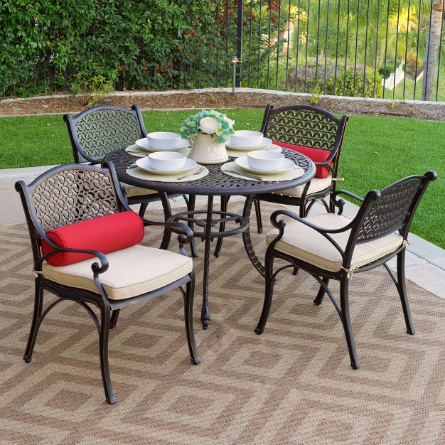 Kinger Home 5 piece Outdoor Patio Dining Set For 4 Cast Aluminum Patio Furniture Table And Chairs With Cushions