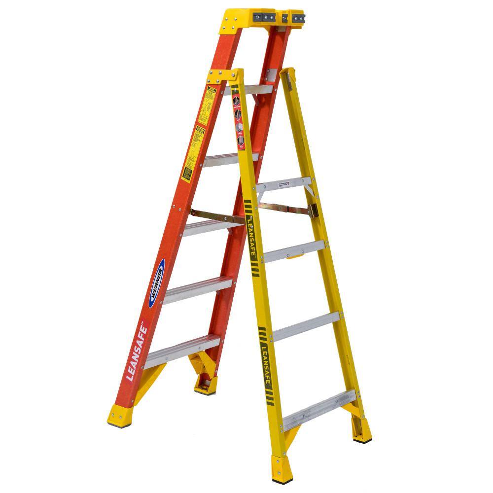 Werner LEANSAFE 6 ft. Fiberglass Leaning Step Ladder with 300 lb. Load Capacity Type IA Duty Rating L6206