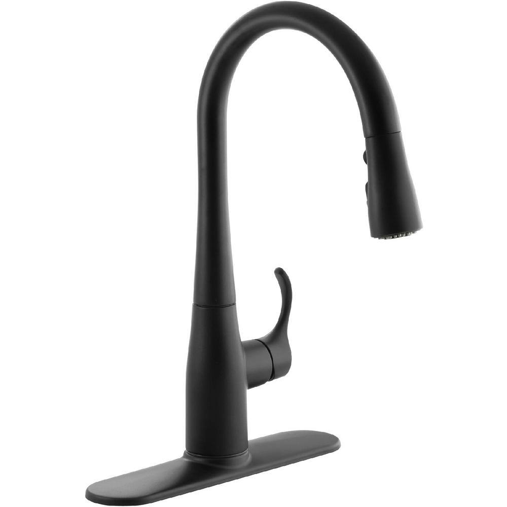 KOHLER Simplice Single-Handle Pull-Down Sprayer Kitchen Faucet in Matte Black K-597-BL