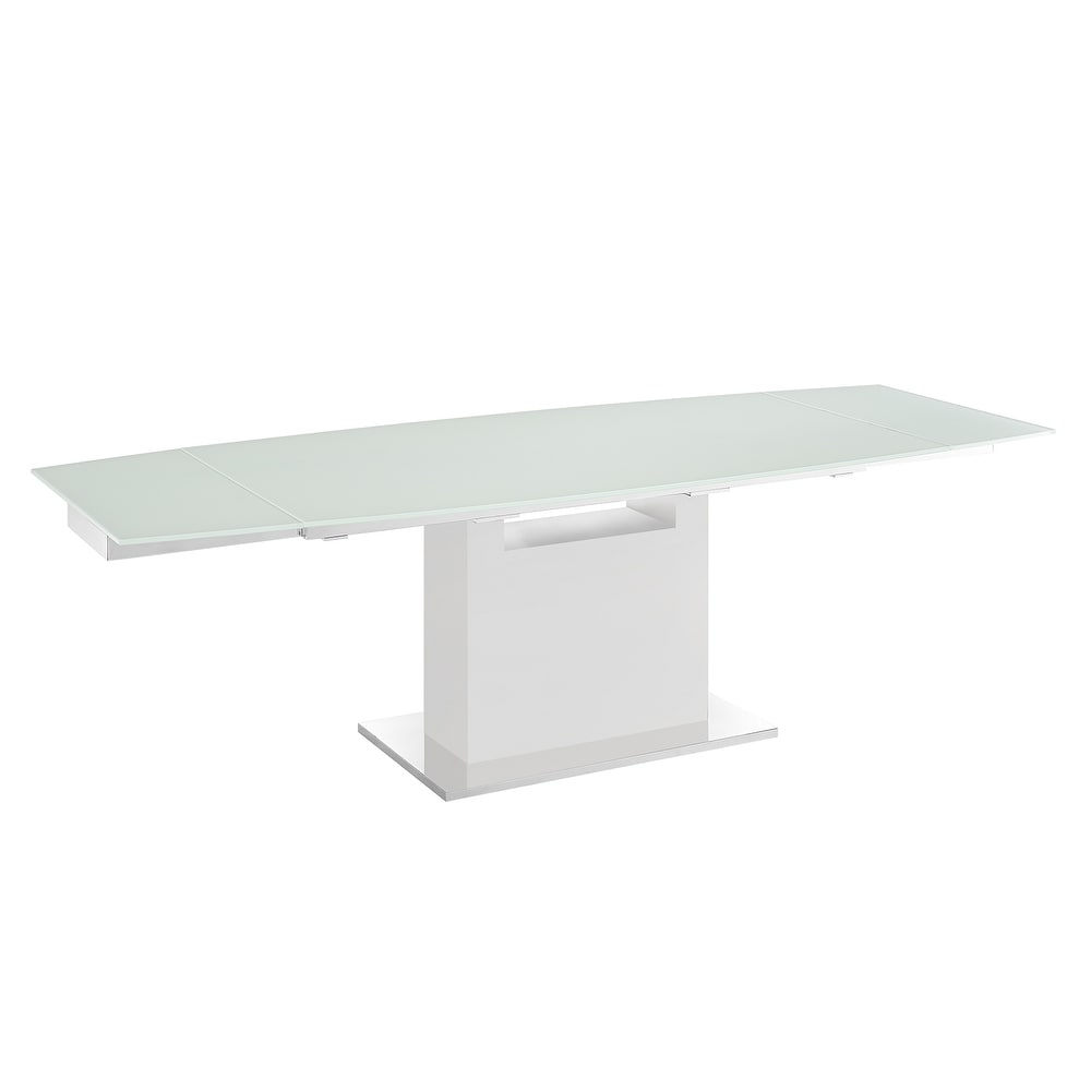 OLIVIA dining table with high gloss white lacquer base.