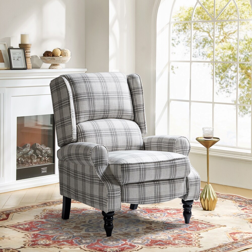 Olympus Upholstered Classic Manual Wingback Recliner with Spindle Legs by HULALA HOME