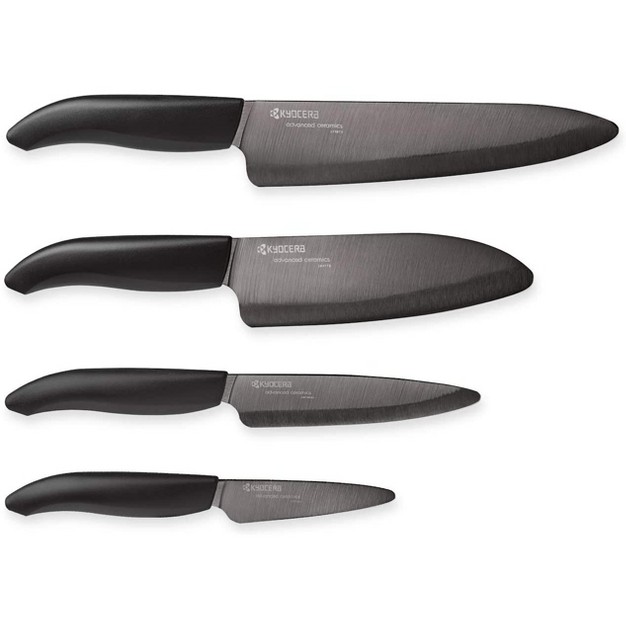 Kyocera Universal Black Blade Ceramic Knife Block Set Stainless Block