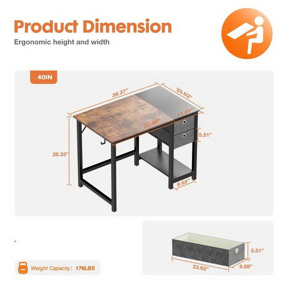 Simple Style Home Office Writing Desk with 2 Tier ...