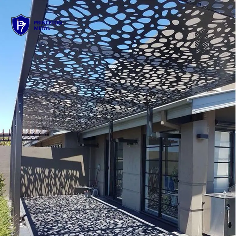 Commercial metal wall panel building projects facades decoration screen aluminum laser cut outdoor pergola roof