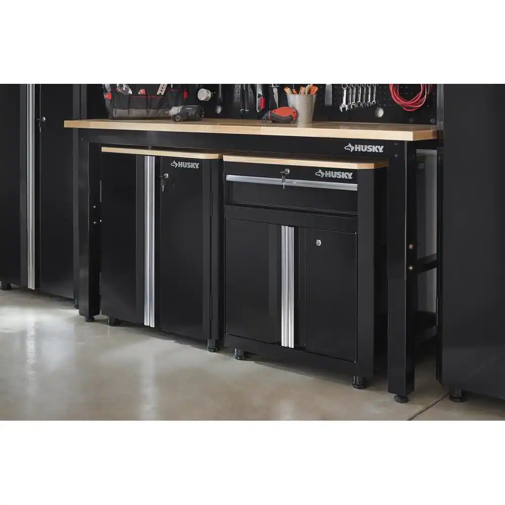 Husky G2801B-US Ready-to-Assemble 24-Gauge Steel 1-Drawer 2-Door Garage Base Cabinet in Black (28 in. W x 33 in. H x 18 in. D