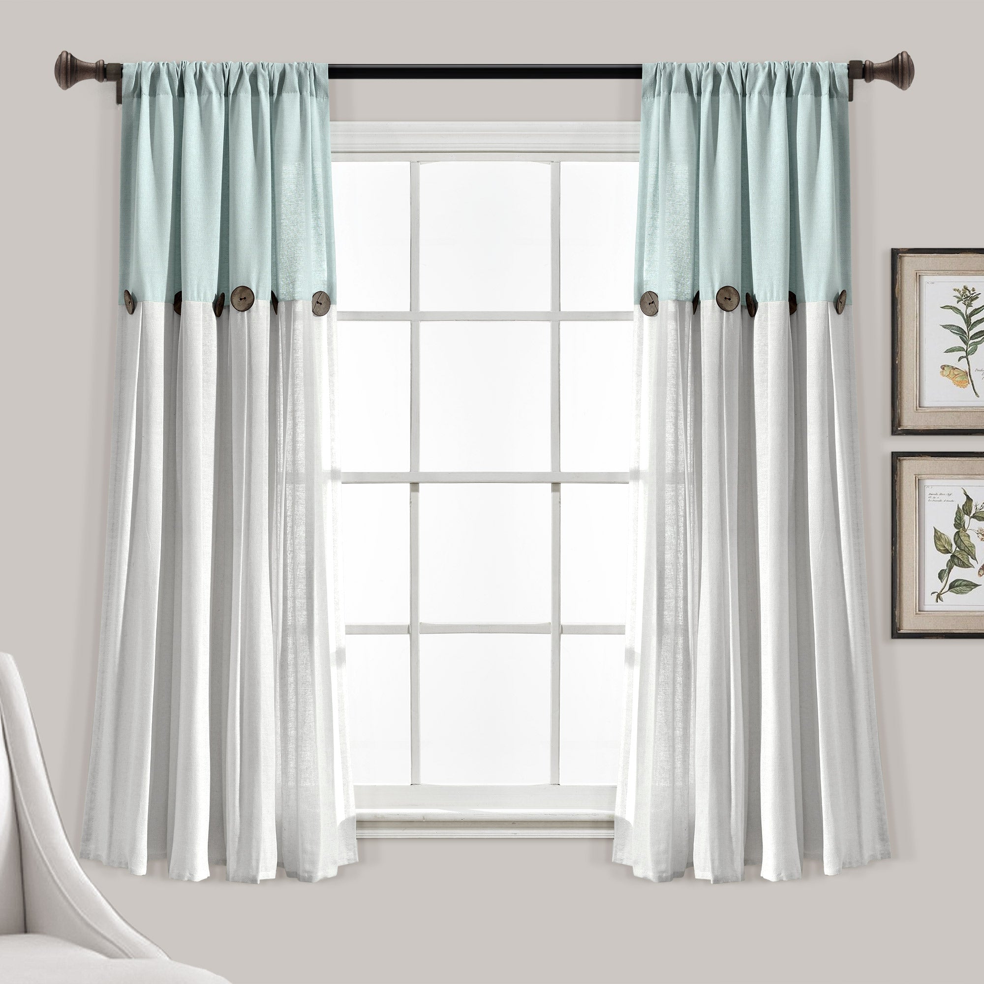 Linen Button Window Curtain Panel