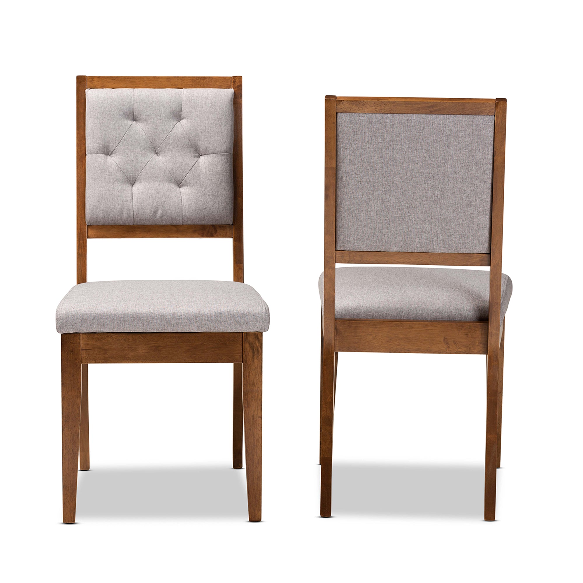 Baxton Studio Gideon Dining Chair， Set of 2， Grey and Walnut Brown