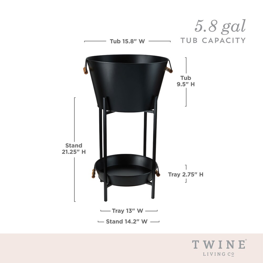 Black Beverage Tub with Stand   Tray by Twine Living