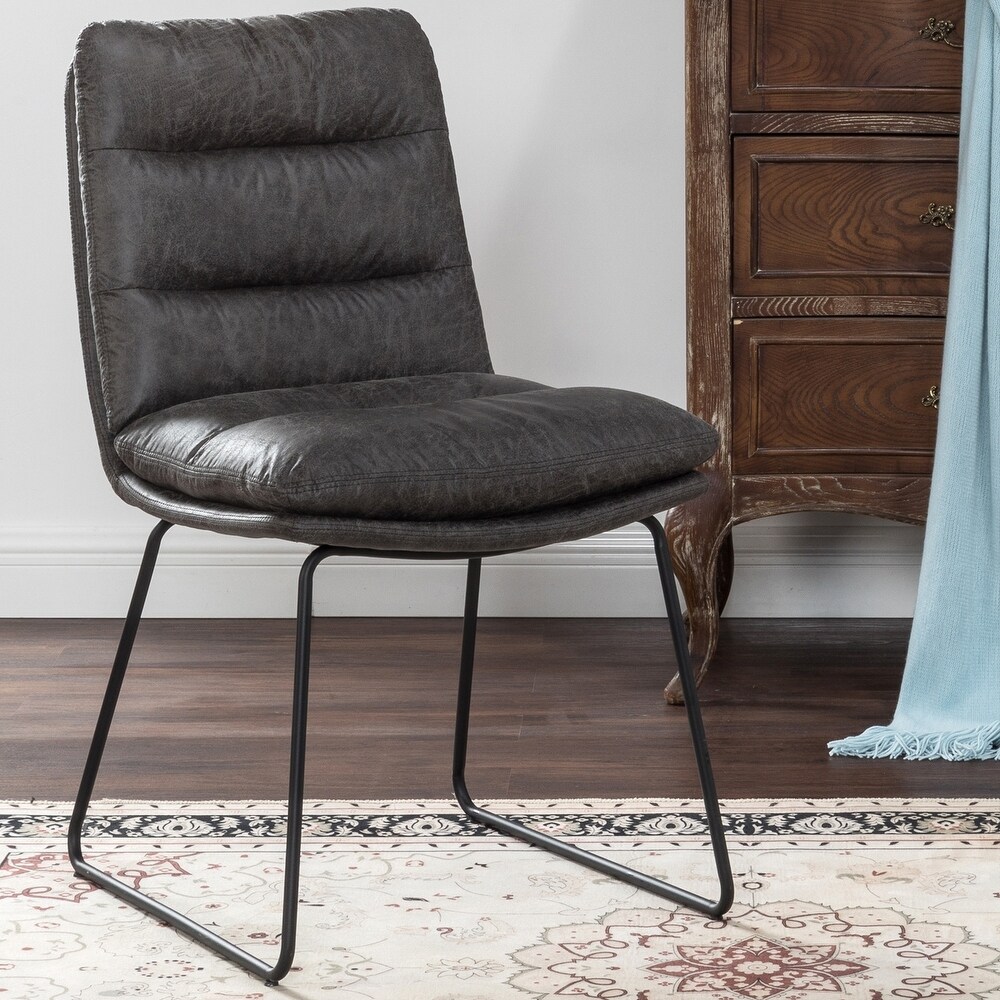 PU Leathe Vintage Dining Chairs Set of 2  Armless Accent Chairs with Upholstered Backrest for Home Office or Living Room