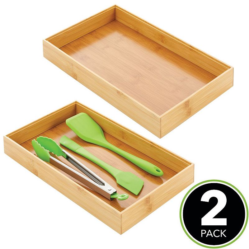 mDesign 15 x 6 x 2 Formbu Stackable Wooden Drawer Organizer - 2 Pack