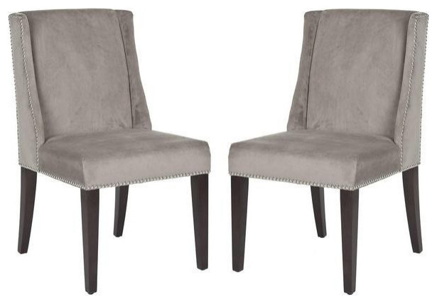 Carrie 21 quotDining Chair  Set of 2  Silver Nail Heads  Mushroom Taupe   Transitional   Dining Chairs   by Rustic Home Furniture Deco  Houzz