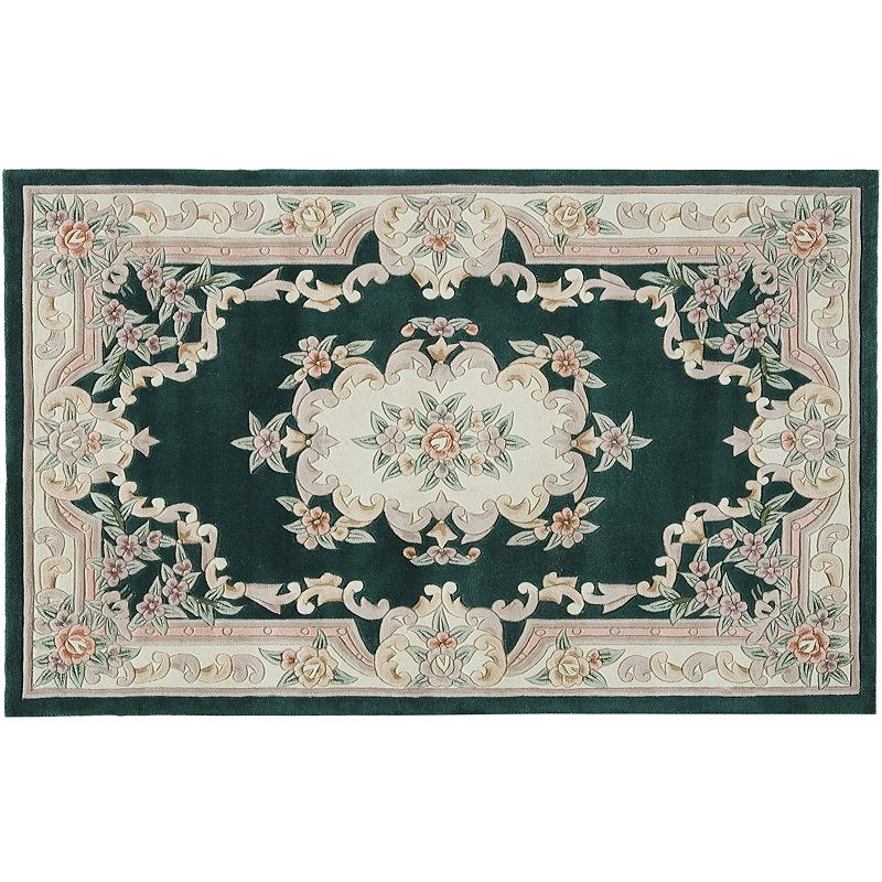 Rugs America New Aubusson Framed Floral Wool Rug