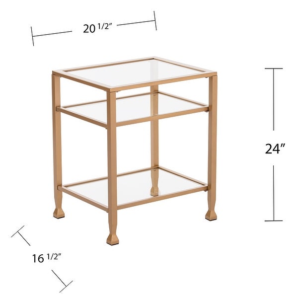 SEI Furniture Price Metal Side Table with Glass Shelf