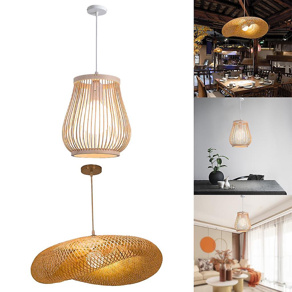 2x Bamboo Chandelier Wicker Rattan Pendant Light Hanging Ceiling Lamp