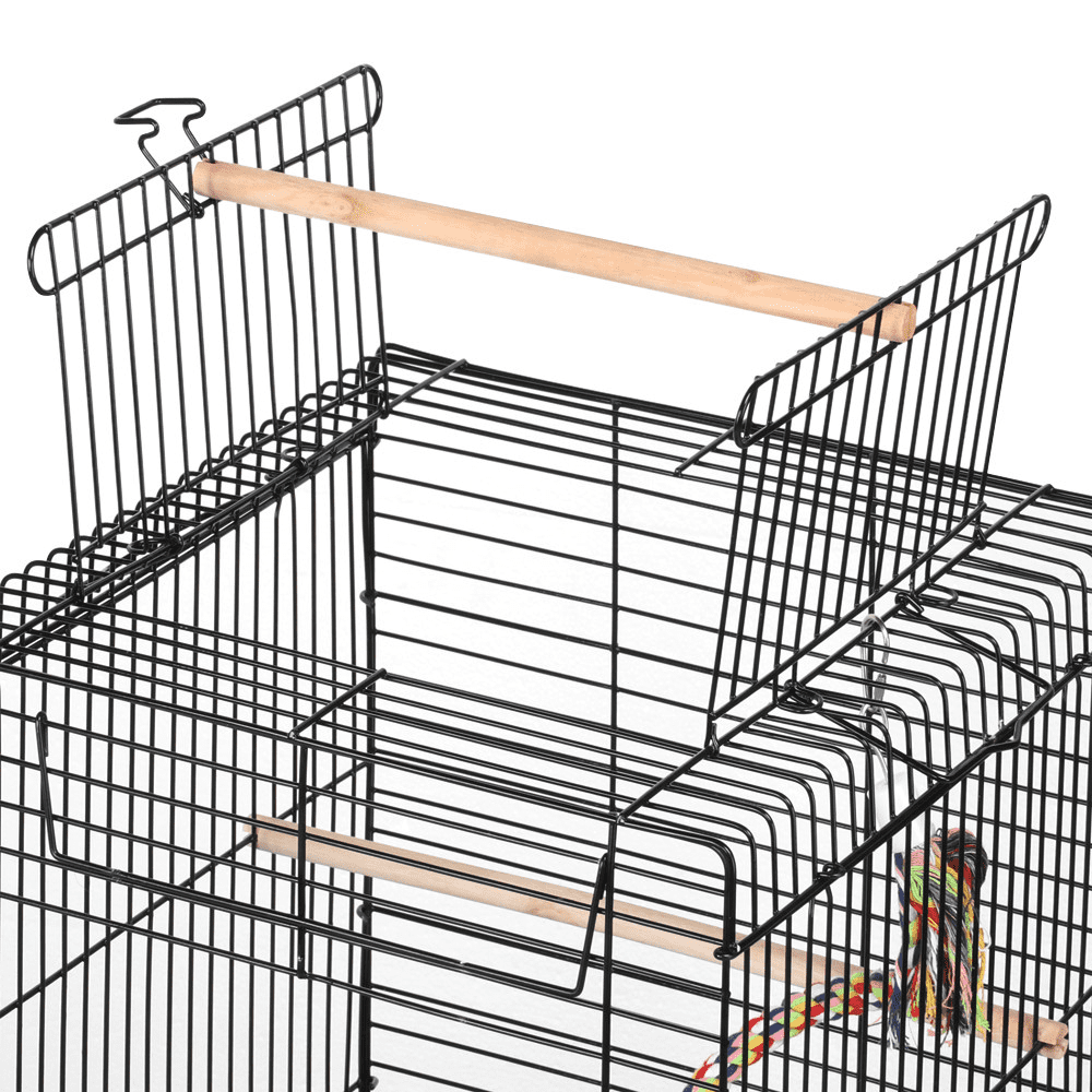 Topeakmart 22.8''H Open Top Metal Bird Cage Small Parrot Cage with Open Play Top and Toy， Black