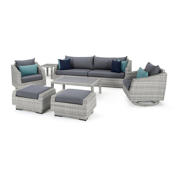 Cannes Deluxe 8 Piece Sunbrella Outdoor Patio Sofa and Club Chair Set